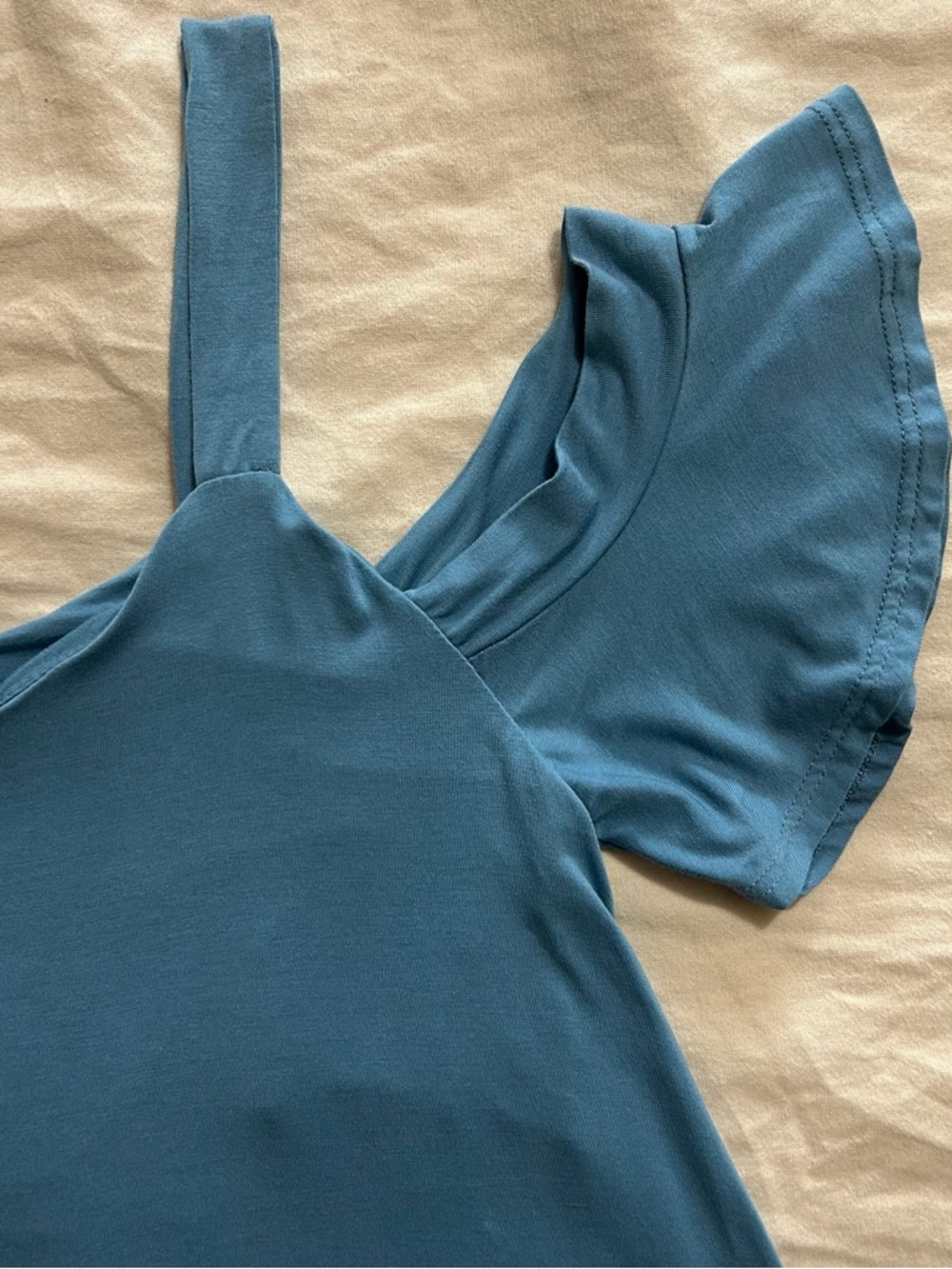 Good Luck Gem Dusty Blue Cold-Shoulder Tank - Picture 4 of 9